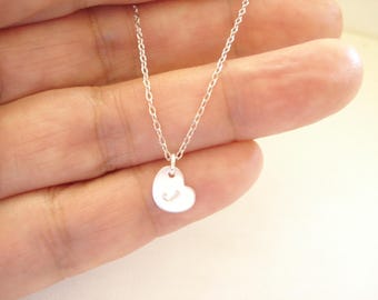Personalized Initial Heart Necklace, Sterling Silver, Bridesmaid Gift