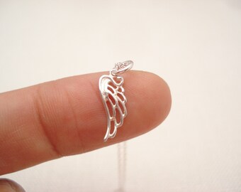 Dainty Sterling Silver Angel Wing Necklace, Minimalist Jewelry