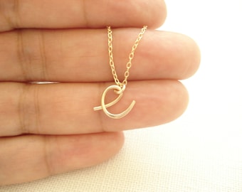 Personalized Initial Necklace...Gold fill, Sterling Silver or Rose gold fill handmade wire wrapped cursive initial for everyday, bridesmaid