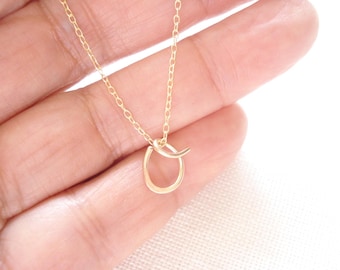 Personalized Gold Fill Initial Necklace, Cursive Wire Wrapped Pendant