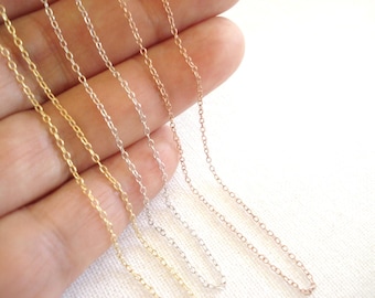 Dainty Cable Chain Necklace, Gold Fill, Sterling Silver, Rose Gold