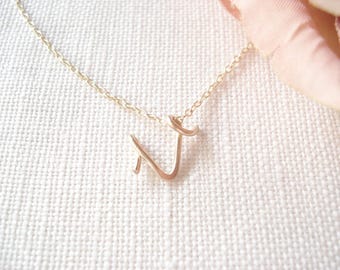 Personalized Cursive Initial Necklace, Gold Fill, Sterling Silver