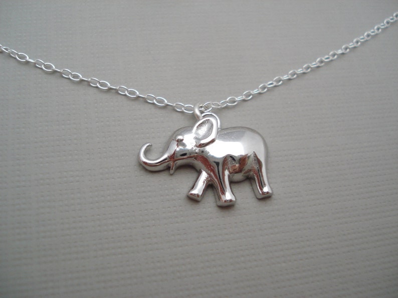 ELEPHANT NECKLACE Lucky Elephant Handmade in the USA by Gracefully Made Jewelry Animal Necklace Charm PURE Sterling Silver Necklace