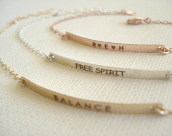 Personalized Name Bar Bracelet, Sterling Silver, Gold Fill, Rose Gold