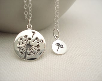 Sterling silver Dandelion set Necklace...Matching Mother and Daughter necklace set, Nature jewelry, Delicate tiny seed, Bridesmaid gift