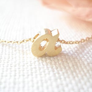 Initial Necklace...Tiny Gold Personalized lowercase cursive Initial necklace, Everyday layered necklace, Gift for her, Bridesmaid gift