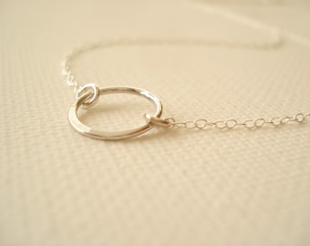 Sterling Silver Circle Necklace, Minimalist Everyday Jewelry