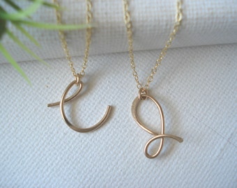Personalized Initial Necklace...Gold fill, Sterling Silver or Rose gold fill wire name, everyday, brides, bridesmaid gift