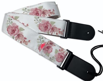 Correa de guitarra con preciosas rosas