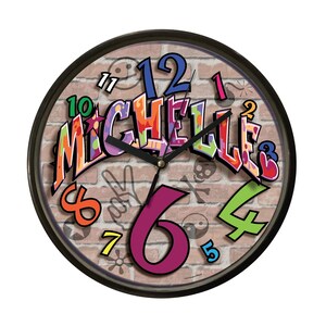 Personalized Graffiti Clock - 10" in diameter