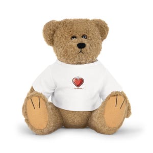 Heartfelt Plush Toy with T-Shirt, Adorable Gift for Kids, Cuddly Bear Plushie, Cute Nursery Decor, Valentine&#39;s Day Present