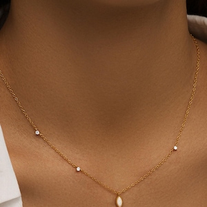 Oval White Opal Pendant, Dainty White Opal Necklace, Real Opal Necklace,  Women Christmas Gift, Birthday Gift for Her