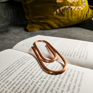Copper Bookmark , Giant paperclip, Handmade Salvaged Copper Wire Line Art   Reading Journal Accessories   Notebook Stationary , Book Jewelry