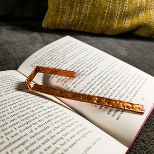Copper Bookmark , Book Hook , Handmade Salvaged Copper Wire Line Art   Reading Journal Accessories   Notebook Stationary , Book Jewelry