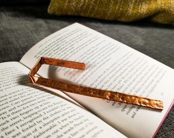 Copper Bookmark , Book Hook , Handmade Salvaged Copper Wire Line Art   Reading Journal Accessories   Notebook Stationary , Book Jewelry