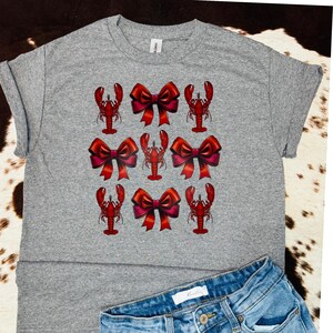 Crawfish Coquette Bow T-Shirt: Louisiana Crawfish Boil Tee