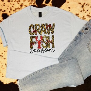 Crawfish Season T-Shirt: Leopard Print Bow, Louisiana Tee