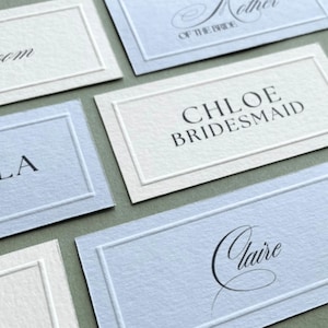 Embossed Border Edging Wedding Name Cards | Personalised Table Seating Card | Luxury Minimal Place Cards | Wedding, Baby Shower, Birthday