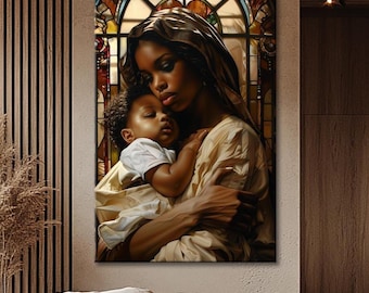 Black Madonna and Baby Jesus Canvas Print, Ready to Hang