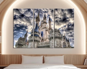 Castle canvas print Fairy Kids room wall art Girly playroom decor