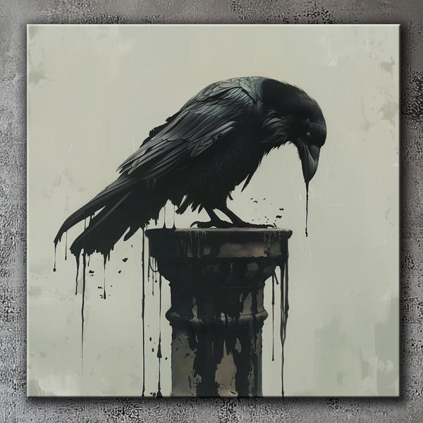 Gothic Raven Canvas Print: Edgar Allan Poe Inspired Bird Wall Decor