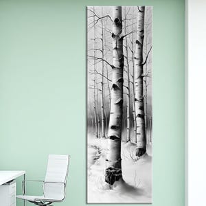 Impression sur toile bouleau, art mural nature long et étroit