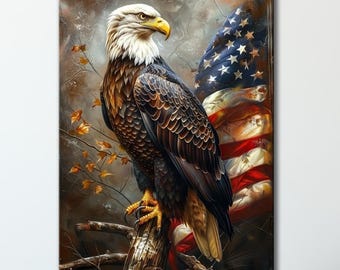 Wandbild 'American Flag With Eagle' Auf Leinwand | 152x81 Cm, 5-teilig | Hochwertiger Druck Für Wohnzimmer, Büro & Deko
