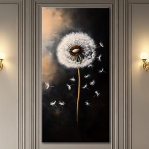 Dandelion Canvas Wall Art Modern Minimalist Nature Print Blowing Wish Flower Print Botanical Wall Decor for Bedroom or Living Room