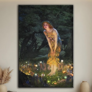 Midsummer Eve Canvas Wall Art Edward Robert Hughes Canvas Print Traditional Victorian genre Art Print Depicting fairies Print Canvas