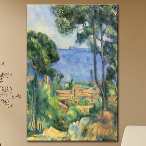 Paul Cezanne canvas wall art Cezanne print Landscape art Vintage Canvas wall art Famous artwork View of L&#39;Estaque The sea at L&#39;Estaque Print
