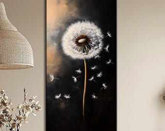 Dandelion Canvas Wall Art: Modern Minimalist Botanical Print