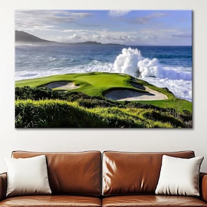 Coastal Golf Course Canvas Wall Art Ocean Landscape Print Pebble Beach Golf Links Wall Decor Golfer Gift Idea Scenic Beach House Wall Art
