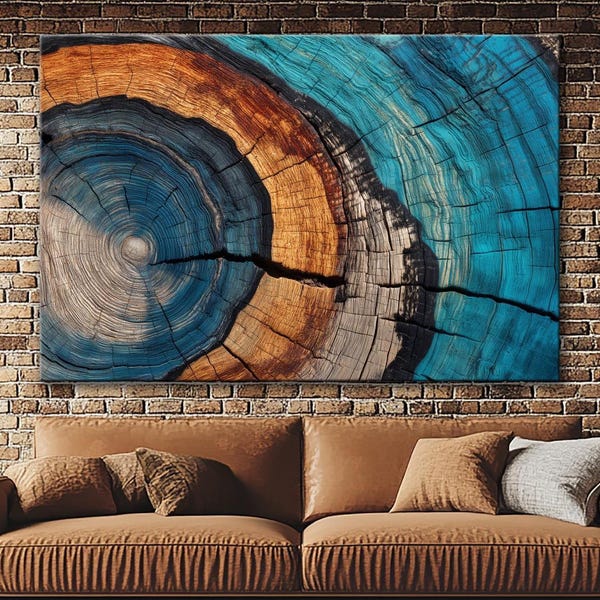 Rustic Tree Ring Canvas Print: Wood Grain Texture, Eco Wall Art