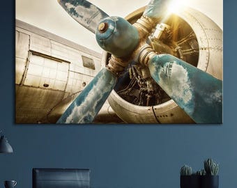 Vintage Airplane Wall Art – 3-piece Canvas Set | Aviation Decor