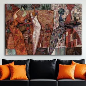 Abstract Afro People Canvas Print Jazz Art Dancing People Jazz Print Jazz Club Art Colorful Print Cool Afro Singer Wall Art Large wall art