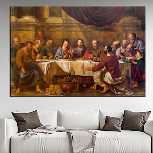 Last Supper Religious canvas wall art Biblical Art Print Jesus and His Disciples canvas print Christian home decor The Last Supper Wall Art