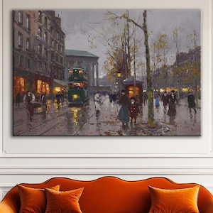 Boulevard De La Madeleine Canvas Wall Art Paris Print Edouard Leon Cortes Reproduction art Large wall art Housewarming gift
