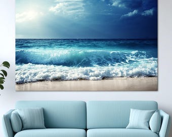 Ocean Wave Canvas Print: Extra Large Coastal Wall Art