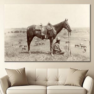 Texas Cowboy Canvas Print: Western Wall Art, Rustic Decor