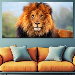 Lion canvas wall art Lion wall art Lion portrait Beautiful Wild Animal art African Wildlife decor Big Strong Cat print Housewarming gift