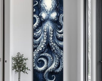 Octopus Canvas Wall Art: Monochrome Nautical Decor, Ready to Hang