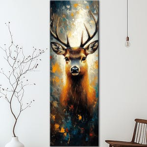 Majestic Stag Wall Art Deer Portrait Print Rustic Wildlife Decor Abstract Animal Print Woodland Lodge Artwork Nature Lover Gift