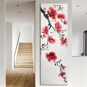 Cherry Blossom Canvas Print: Asian Floral Wall Art, Botanical Home Decor