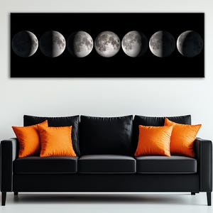 Moon Phases Wall Art Lunar Cycle Print Canvas Celestial Moon Print Modern Moon Decor Astronomy Gift Black White Moon Art Space Lover Gift