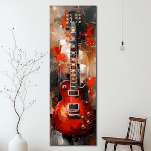 Red Electric Guitar Wall Art Music Lover Gift Modern Abstract Music Canvas Print Guitar Decor for Studio Rock Art Print Housewarming gift