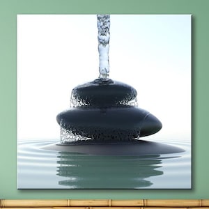 Zen Wall Art Water rocks canvas print Zen print Spa rocks Meditation salon decor Relaxing print Spa balance gift Large canvas wall art