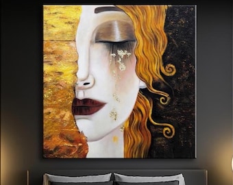 Gustav Klimt "Golden Tears" Canvas Print: Emotional Woman Portrait