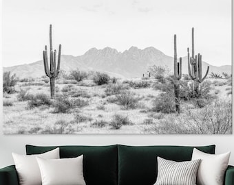 Tall Saguaro Cactus wall art Desert Mountain Print canvas Arizona Desert Landscape Minimalist Nature Print Southwest Wall Decor