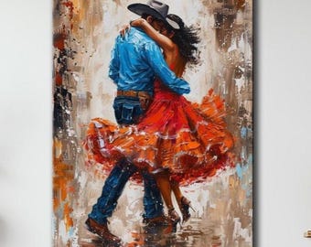 Mexican Couple Canvas Wall Art Colorful Folk Dance Print canvas Traditional Fiesta Artwork Latin Romance Dance Canvas Vibrant Mexican Decor