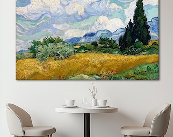 Van Gogh Wheat Field with Cypresses Canvas Print: Impressionist Landscape Art
